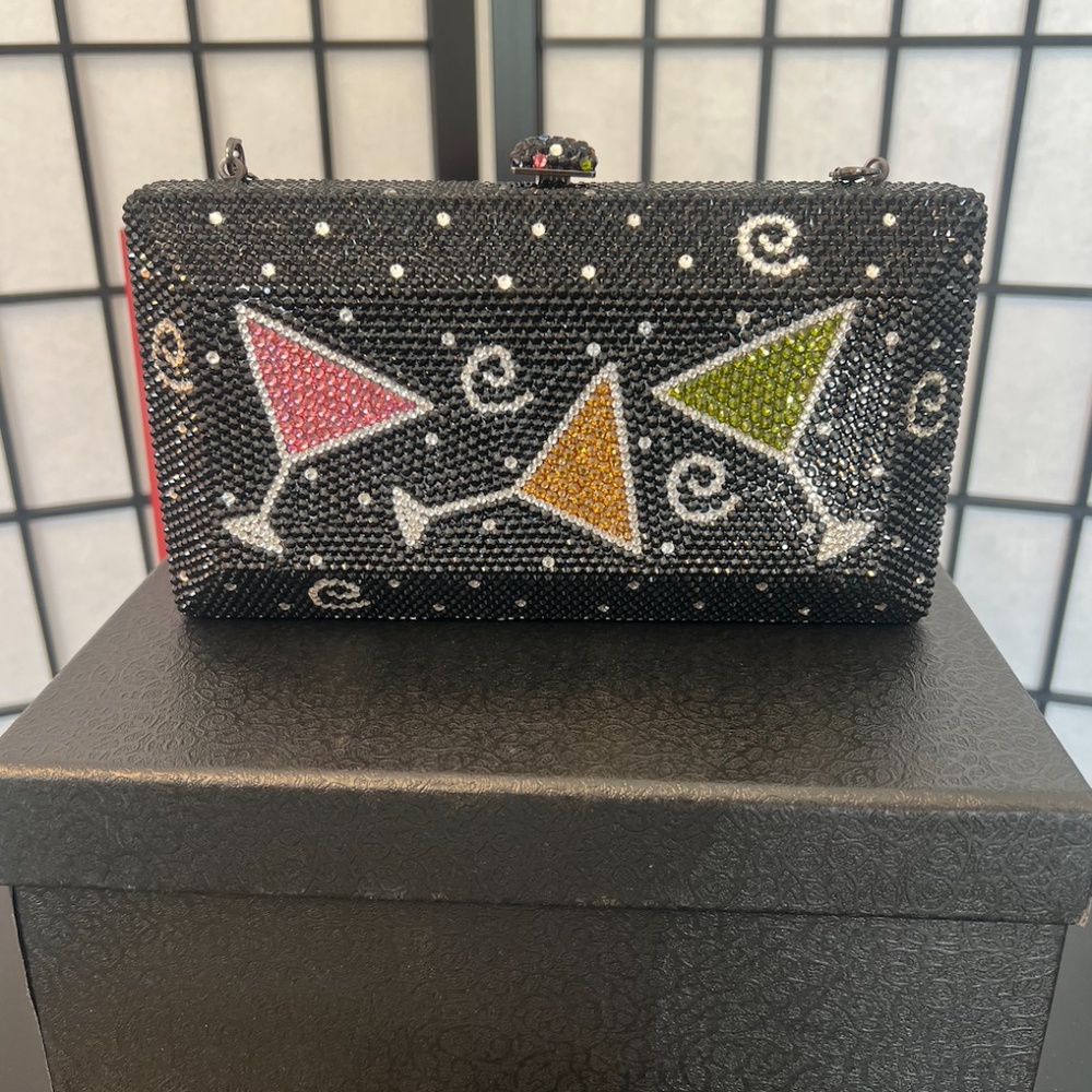 Black Rhinestone Martini Clutch – Crystal Evening Bag – Statement Cocktail Purse